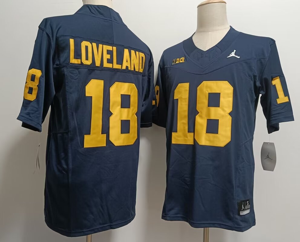 2024 NCAA Men Michigan Wolverines #18 Colston Loveland blue nike jersey->ncaa teams->NCAA Jersey